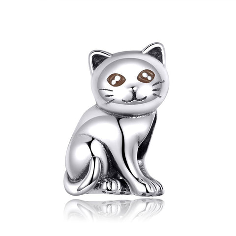 Cute Baby Cat Charm European style Bracelets, 925 Sterling Silver, Kitten Charm, Cat Mom|Lover Gift, Cat Memorial Gift, Cat Keepsake