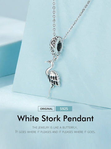 Stork Charm,Heron charm, Bird charm, Garden Charms 925 Silver Charm European style Bracelet , Necklace Charm, 925 Charm, Gifts for her
