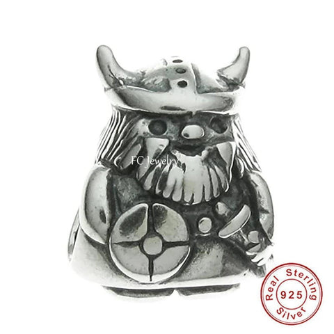 Anime Silver Viking Warrior Charm European Style Charms 925 Sterling Silver