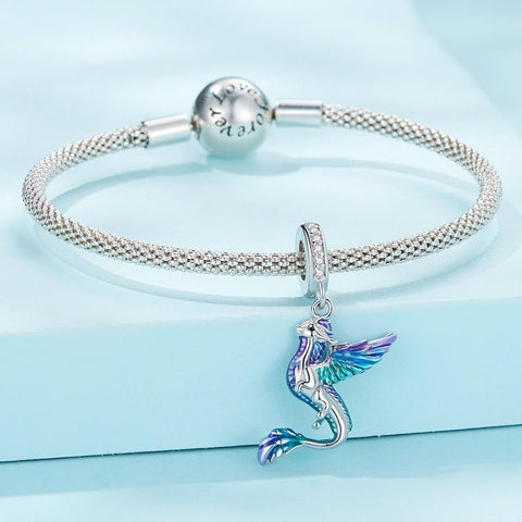 Flying Dragon Bead Charm European style Bracelets, 925 Sterling Silver, Dragon Jewelry, Dragon Lover Gift Dragon Pendant Dragon Keepsake