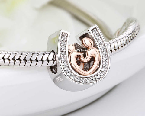 Horseshoe Supermom Mom and Child Charms 925 Sterling Silver Pendant European style Charm Bracelets & Necklace