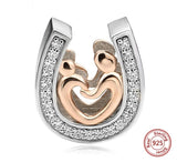 Horseshoe Supermom Mom and Child Charms 925 Sterling Silver Pendant European style Charm Bracelets & Necklace