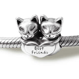 Cat Best Friend Charm pendant  solid 925 sterling Silver Charm European style Bracelet Necklace Kitten Charm