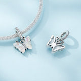 White Butterfly charm 925 Sterling Silver Charm, Butterfly Charm Bracelet Necklace Charm, 925 Butterfly Charm,Butterfly gift