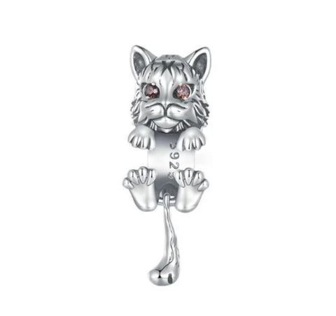 Lynx Cat Charm European style Bracelets, 925 Sterling Silver, Cat Jewelry, Cat Mom|Lover Gift, Cat Memorial Gift, Cat Keepsake