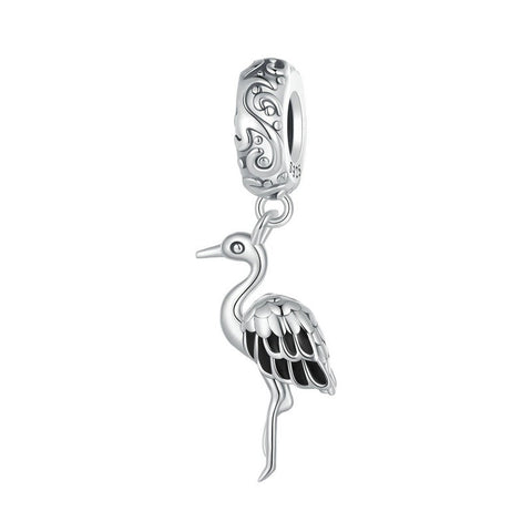 Stork Charm,Heron charm, Bird charm, Garden Charms 925 Silver Charm European style Bracelet , Necklace Charm, 925 Charm, Gifts for her