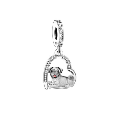 Pug - Puppy Love, Genuine Brand New S925 Sterling Silver Dangle Charm - Fits all Charm Bracelets