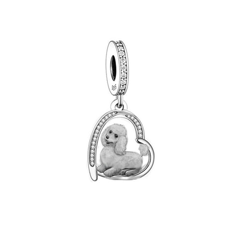 Poodle dog Dog Charms Bracelets, 925 Sterling Silver, Dog Lover Gift, Dog Jewelry, Dog Keepsake Heart Charm