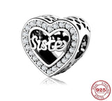 Sister Heart Charm Sister Charm 925 Silver Charm European style Bracelet, Necklace charm, Sister gift