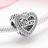 Sister Heart Charm Sister Charm 925 Silver Charm European style Bracelet, Necklace charm, Sister gift