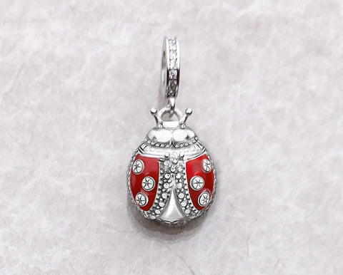 Red Ladybug 925 Silver Charm European style Bracelet, Necklace Charm, 925 Charm, Gifts for her Bug Charm, Ladybug  Charm