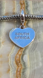 Love South Africa Flag Heart Charm 925 Silver Charm Fits European Bracelet Necklace Charm 925 Charm Africa charm South African charm