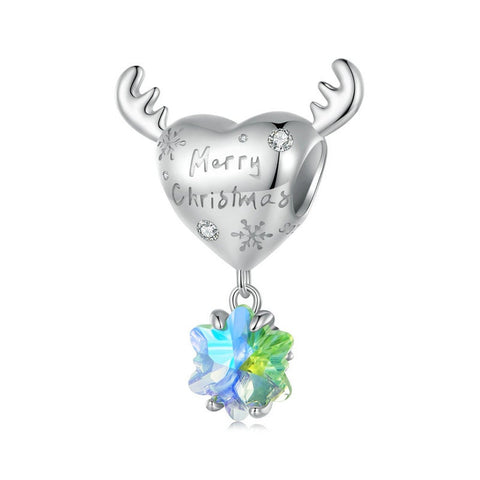 Merry Christmas Charm Genuine 925 Sterling Silver Charms Gifts for her Christmas gift, Christmas Charm, Christmas heart