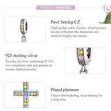 Colorful Cross Pendant Charm 925 Silver Charm European style Bracelet, Necklace charm, 925 Charm Religious gift, Cross charm