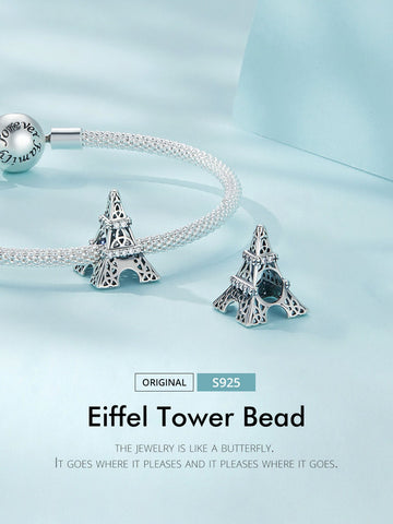 Paris Eiffel Tower Charm 925 Silver Charm European style Bracelet, Necklace Charm, 925 Charm Eiffel tower Charm