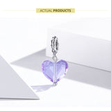 Purple Heart Charm Heart with flowers Dangle Charms 925 Silver Charm European style Bracelet, Necklace Charm, 925 Charm