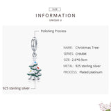 Christmas Tree Charm Genuine 925 Sterling Silver Charms Gifts for her Christmas gift, Christmas Charm, Glass Christmas tree