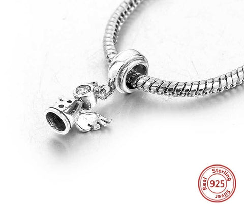 Christmas charm, Guardian Angel Charm European style Bracelet, 925 Sterling Silver,  Angel Keepsake, Christmas Angel