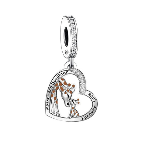 Africa Giraffe Mom and Baby Forever love Bracelet Charm  925 Sterling Silver, Giraffe Jewelry, Giraffe Lover Gift, Giraffe charm