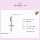 Colorful Cross Pendant Charm 925 Silver Charm European style Bracelet, Necklace charm, 925 Charm Religious gift, Cross charm