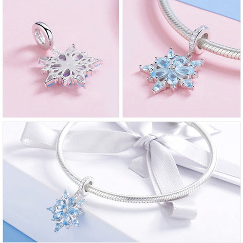 Snowflake Charm Snowflake dangle Charm 925 Silver Charm European style Bracelet, Necklace charm, 925 Charm, Christmas charm