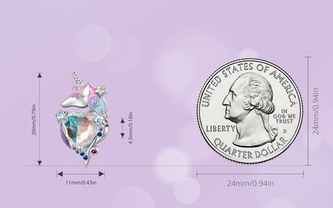 Magical Unicorn charm Glass Heart Rainbow Unicorn Charm Dangle Charm 925 Silver Charm European style Unicorn Charm