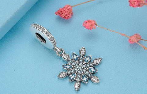 Snowflake Charm Snowflake dangle Charm 925 Silver Charm European style Bracelet, Necklace charm, 925 Charm, Christmas charm