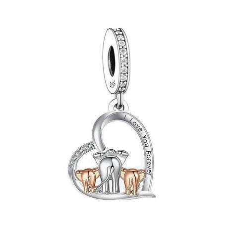 Elephant Mother and Baby charm - I Love you Forever Necklace 925 Sterling Silver and Rose Gold - Mum | Mummy Gift Elephant Charm