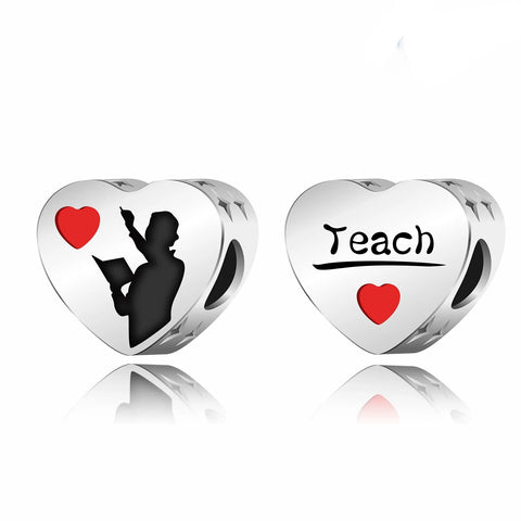 Teachers Charm 925 Sterling Silver Gift for a TEacher Fits all Charm Bracelets Teacher Appreciation, Teach Charm