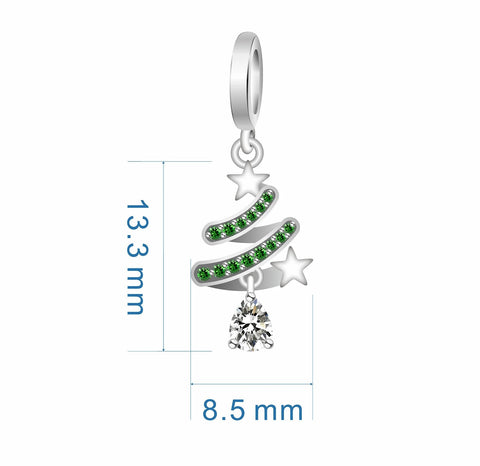 Christmas Tree Charm Genuine 925 Sterling Silver Charms Gifts for her Christmas gift, Christmas Charm,  Christmas tree