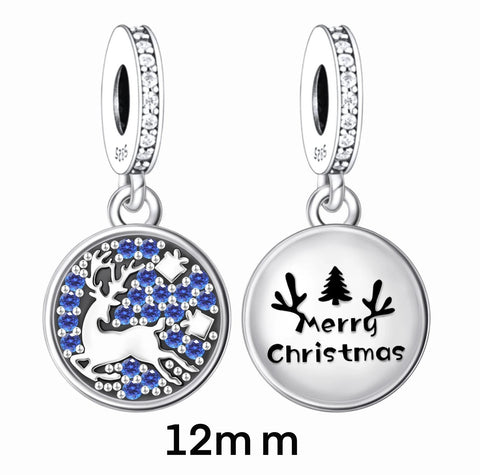 Christmas Reindeer charm, Christmas charm Genuine 925 Sterling Silver Charms Gifts for her Christmas gift, Christmas Charm