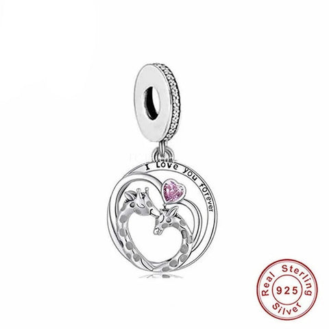 Africa Giraffe Mom and Baby Forever love Bracelet Charm  925 Sterling Silver, Giraffe Jewelry, Giraffe Lover Gift, Giraffe charm