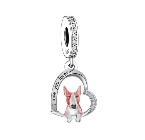 Bull Terrier - Puppy Love, Genuine Brand New S925 Sterling Silver Dangle Charm - Dog charm Fits all Charm Bracelets