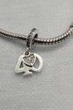 40th Birthday Celebration, 925 Sterling Silver 40th Birthday Dangle Charm Bead Landmark Birthday Fits all Charm Bracelets 40th heart charm