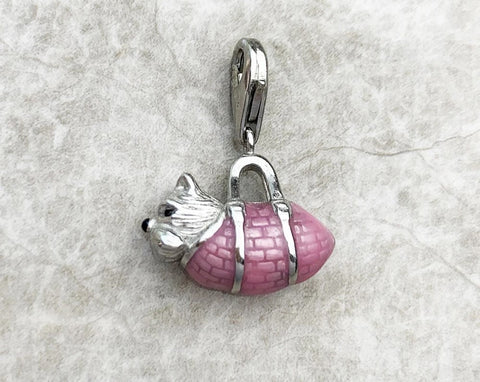 Westie Westy Dog Pet Bag Jewelry, Dog Lover, westie Gift, cute Dog Charm, Dog Jewelry, Lobster Claw attachment