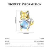 Fox Moonstone Charm European style Bracelets,925 Sterling Silver, Fox Necklace Pendant, Fox Jewelry, Fox Gift
