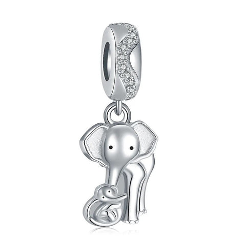 Elephant Mother and Baby charm 925 Sterling Silver  Mum | Mummy Gift Elephant Charm
