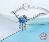 Bohemian Dream Catcher Feather Dangle Pendant Charm Sterling Silver 925 With Cubic Zirconia Charm Bracelets Dreamcatcher