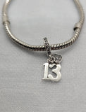 Teenager Birthday 13th Birthday 925 Sterling Silver 13th Birthday Charm Bead Landmark Birthday Fits all Charm Bracelets Heart charm