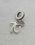 70th Numbers Anniversary Birthday Charms fit all major brands of charm bracelets Landmark Birthday Fits all Charm Bracelets 70 years old