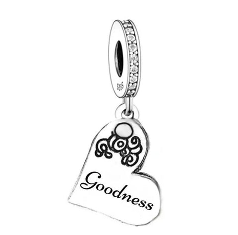 Goodness Charm Bead  Heart Charm 925 Silver Charm Bracelet charm Necklace charm, 925 Charm, Gifts for her