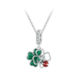 Green Four Clover Cloverleaf Charm, 4 Leaf Clover 925 Silver Charm , Necklace Charm, Bracelet charm, 925 Charm, Gifts for her