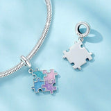 Macaron Color Puzzle Pendant Dangle Charm, 925 Sterling Silver, Autism Jewelry, Autism Mom Gift, Autism Bracelet Charm, Autism Pendant