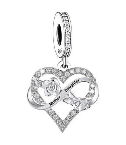 Mother & Daughter Heart Charm Brand New S925 Sterling Silver Heart Charm  Charm Fits all Charm Bracelets