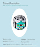 Elegant Owl Charms Fit Bracelets, 925 Sterling Silver, Bird Lover Gift, Owl Jewelry, Owl - Enamel CZ Bead Charm