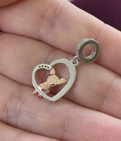 Chihuahua - Puppy Love, Genuine Brand New S925 Sterling Silver I Love You Forever Dangle Charm - Fits all Charm Bracelets