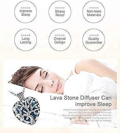 Tree of Life  Volcanic Stone Necklace Aromatherapy Essential Oil Lava Stone Diffuser Necklace Jewelry for Women Gift 14mm Cage 7 Stones