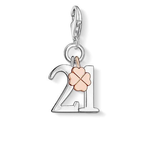 21st Birthday Celebration with Lobster claw  925 Sterling Silver 21st Birthday Dangle CharmLandmark Birthday Fits Charm Bracelets