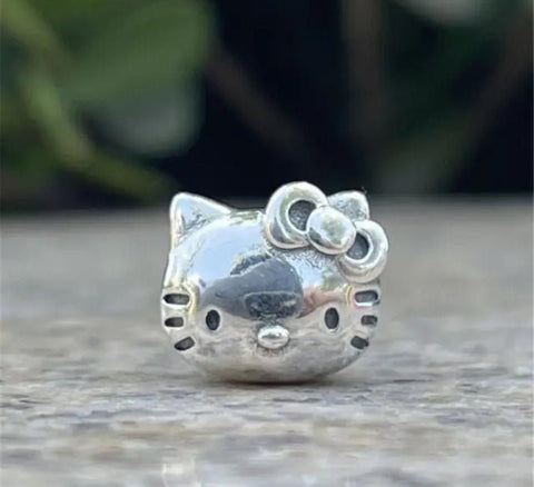 Cat Kitty Charm 925 Silver Charm European style Bracelet , Necklace Charm, 925 Charm, Gifts for her