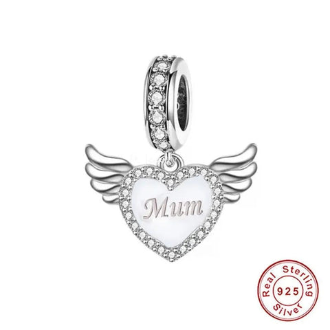 Mother Loss Charm RIP Mum Memorial charm Mommy 925 Sterling Silver Daughter charm  Mum Pregnancy Mum Angel Wings